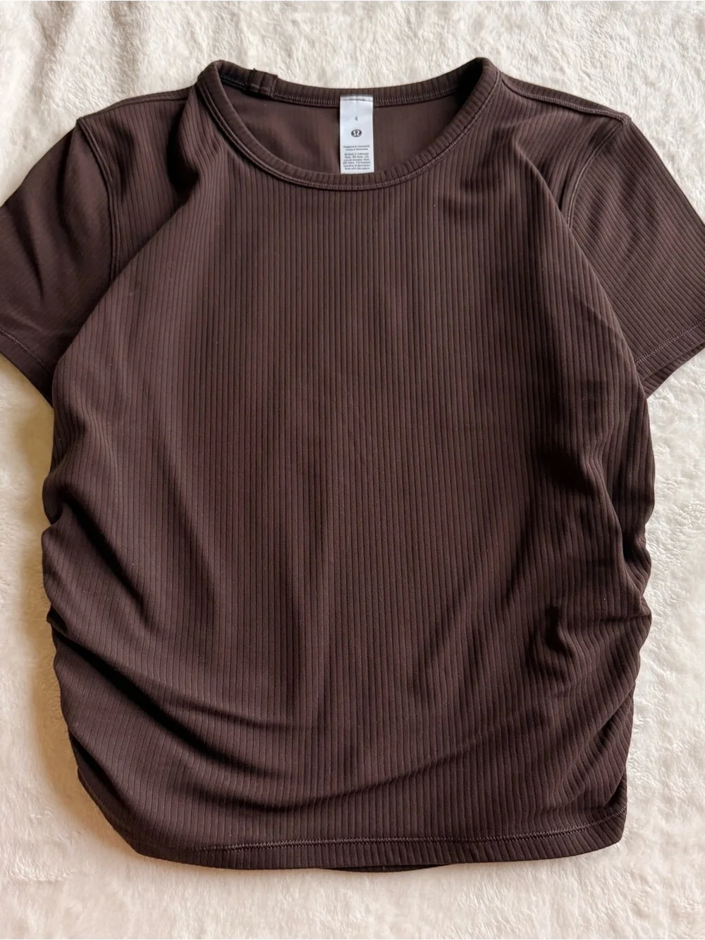 Lululemon Women's Ribbed Brown Short Sleeve Top